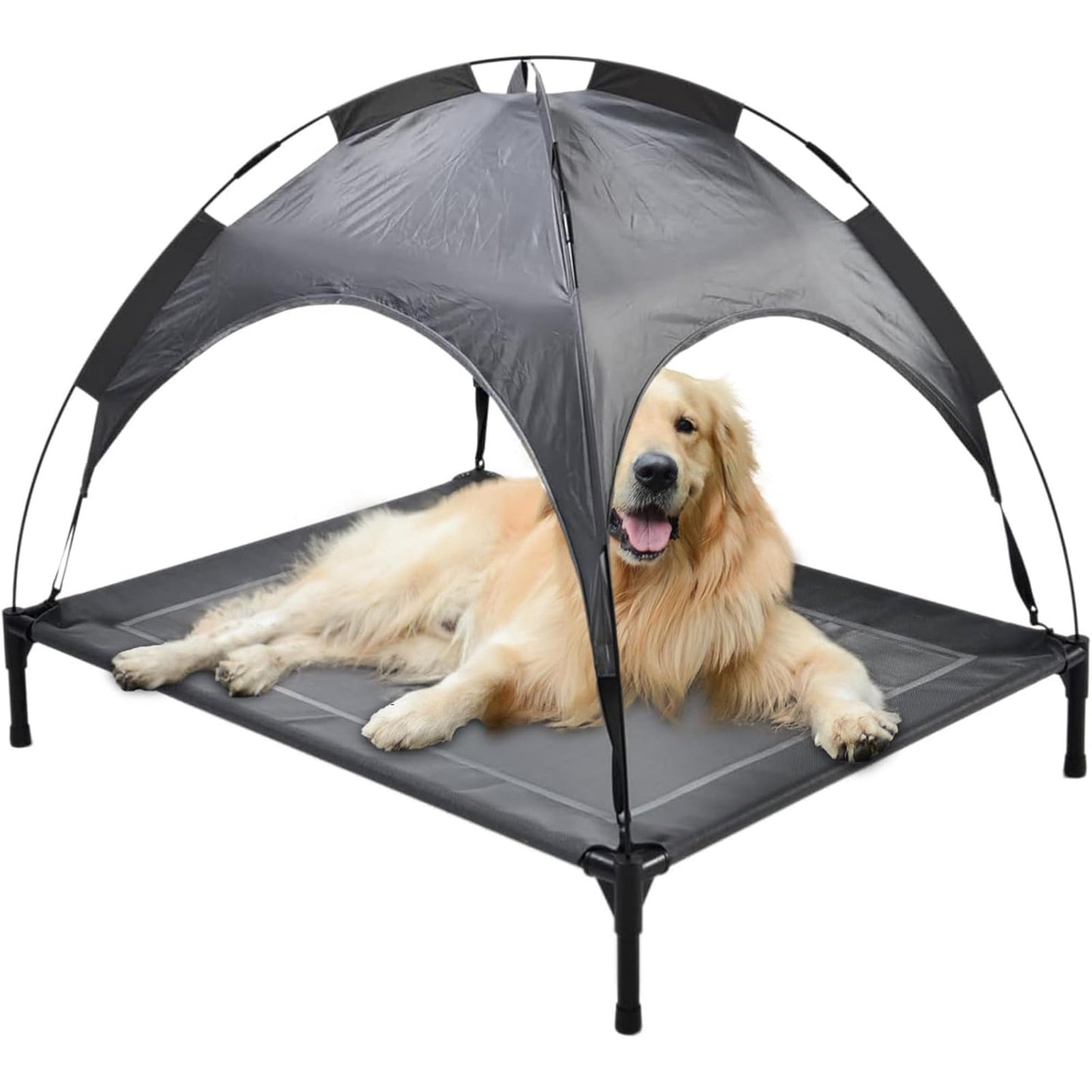 Outdoor Dog Cot Elevated Pet Cot Raised Dog Bed with Canopy Removable Dog Tent Portable for Summer Camping or Beach UV Resistant