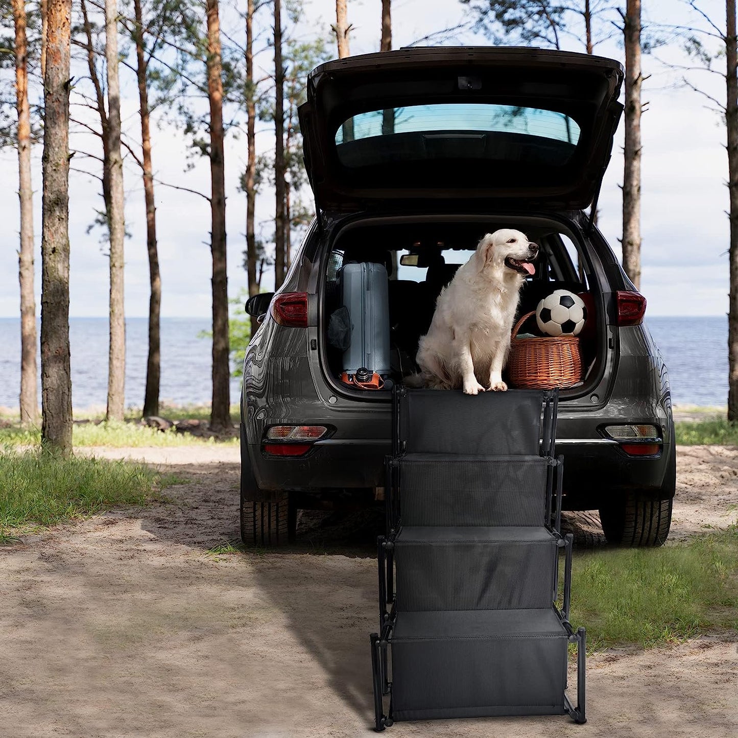 Portable, Foldable, Anti-Slip Safety Dog Stairs for Car or Home