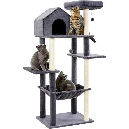 60" Multi-Level Cat Tree with Plush Hammock